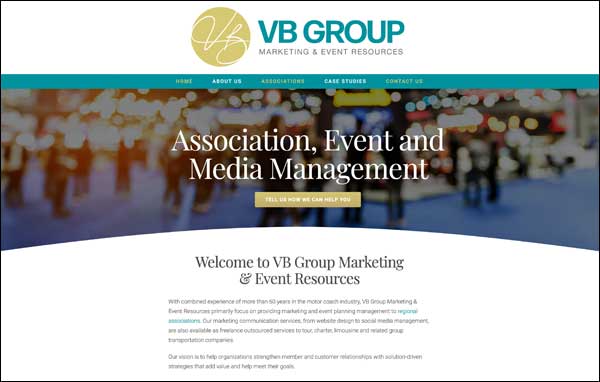 website homepage of VB Group Marketing