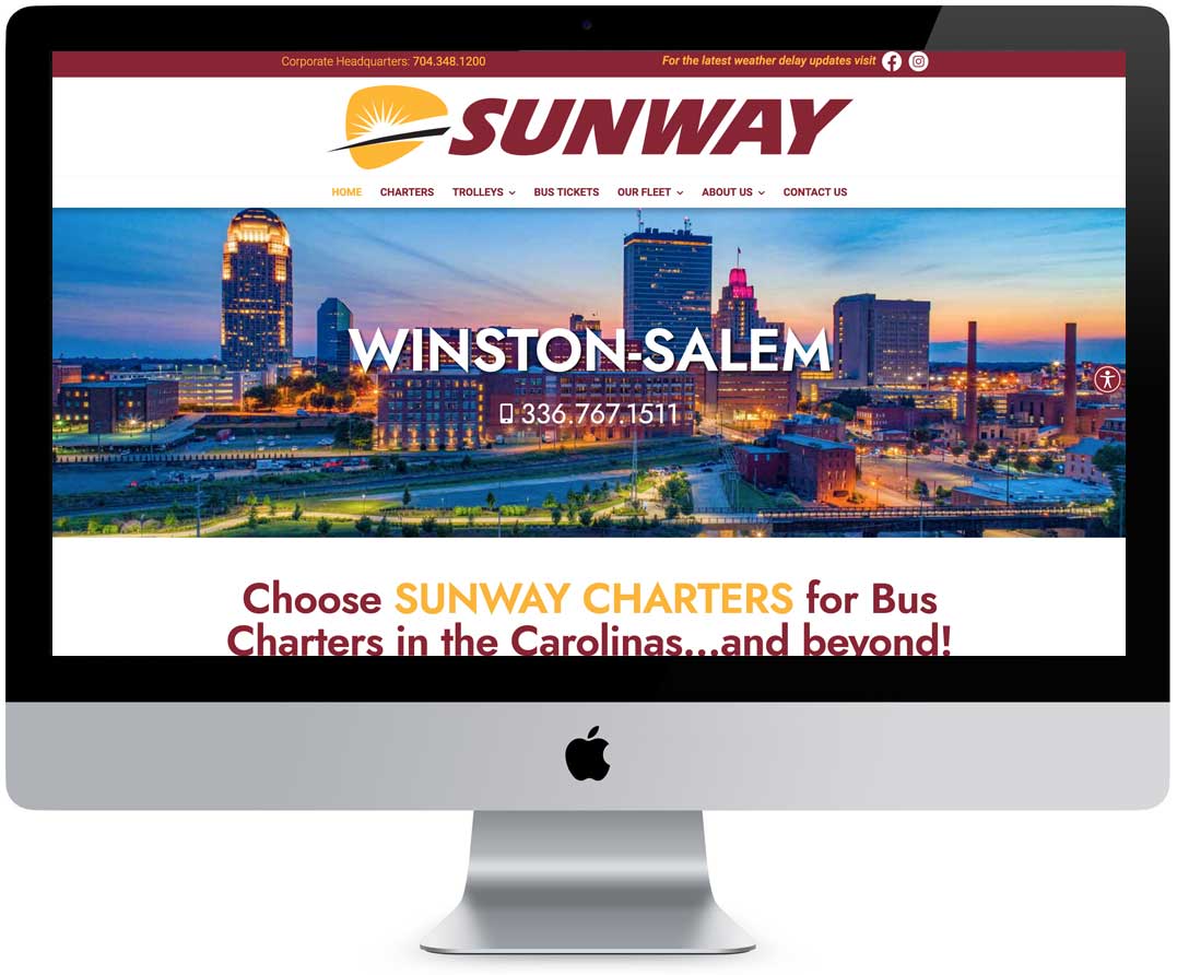 Photo of Sunway Charters website displayed on computer screen