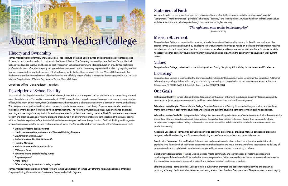 catalog pages from Tampa Medical College