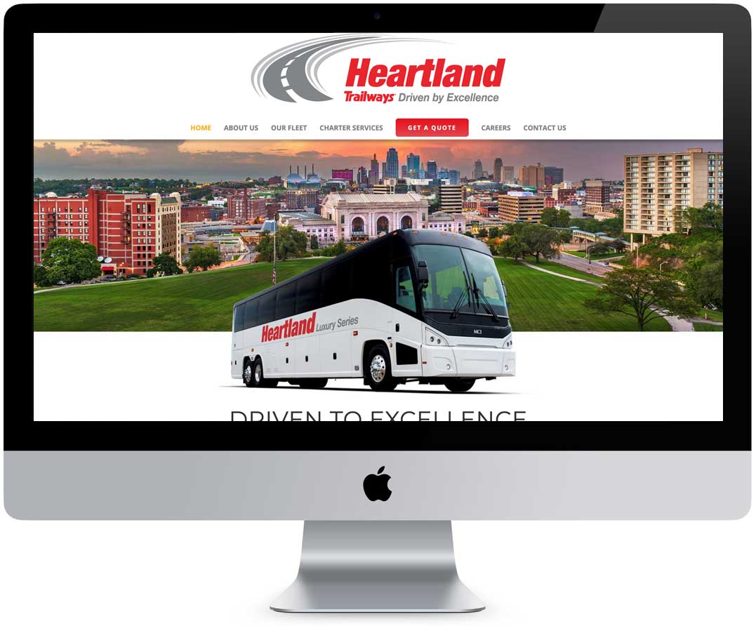 Photo of heartland trailways website displayed on computer screen
